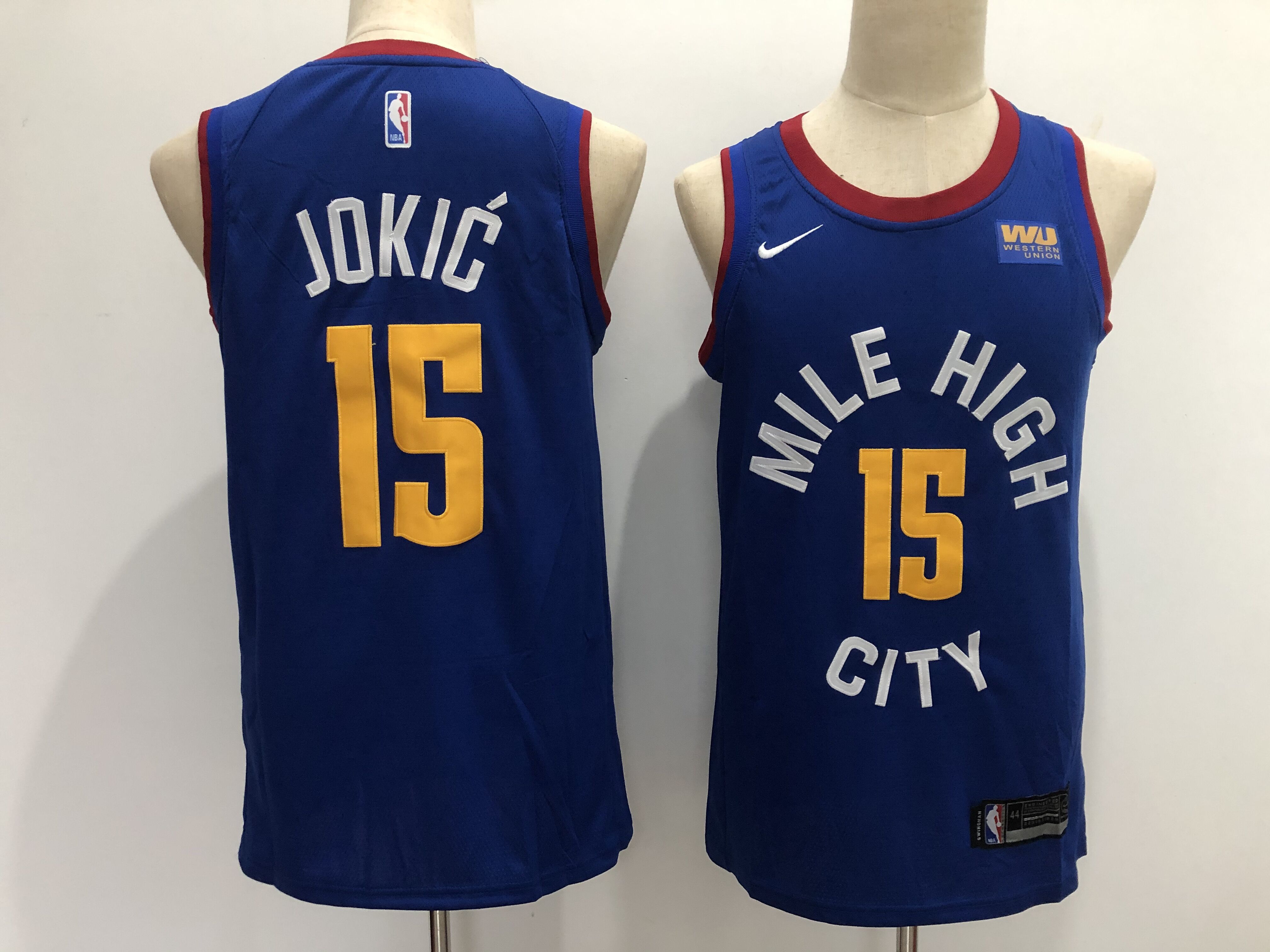 Men Denver Nuggets #15 Jokic Blue Game Nike NBA Jerseys